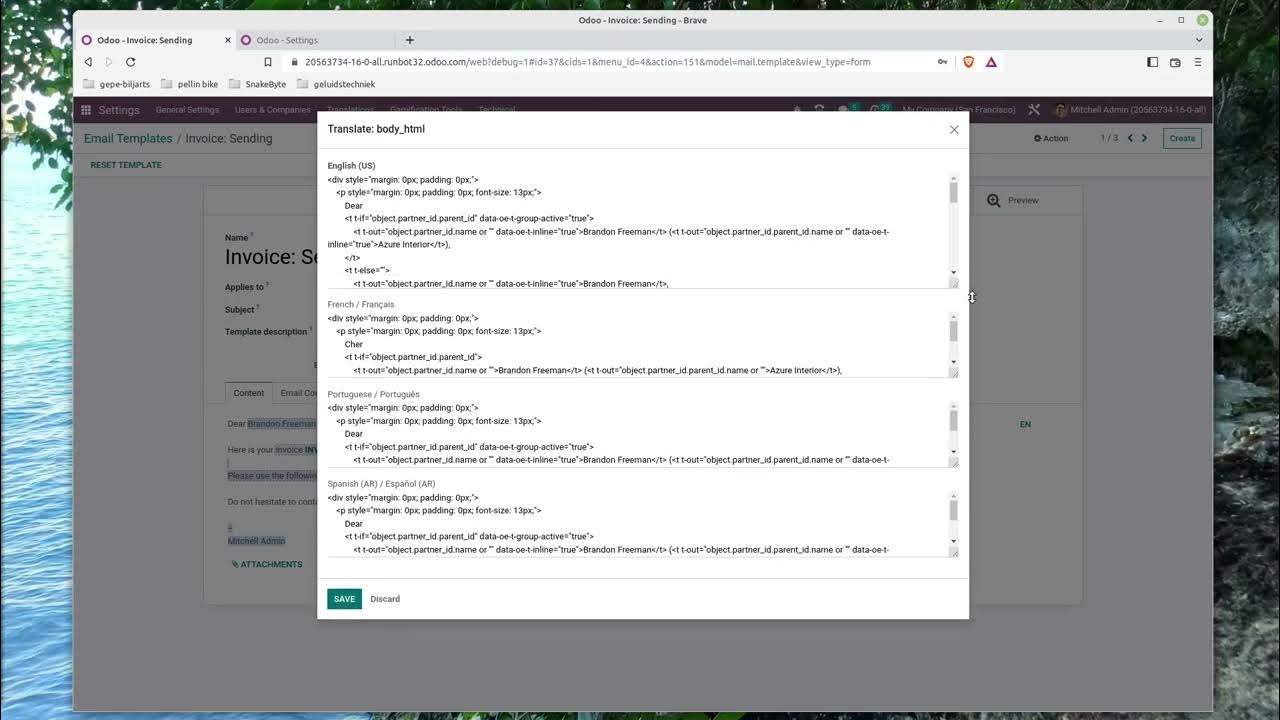 Change dynamic email templates in Odoo YouTube