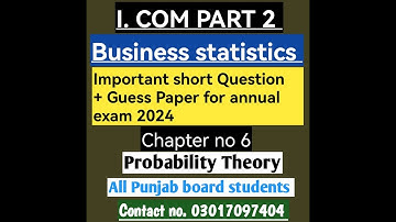 I.Com part 2 Business statistics paper pairing scheme annual exam 2024 for all Punjab board students