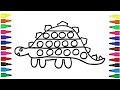 Drawing and Coloring a Dinosaur POP IT 🌈 🦕 🔴🟠🟡🟢🔵 | drawing for kids and toddlers