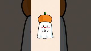 Cute Cartoon Ghost with Pumpkin hat #vector #cartoon #cute