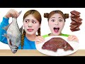 REAL FOOD VS GUMMY CHOCOLATE FOOD CHALLENGE 하이유의 진짜음식 가짜음식 챌린지 | HIU 하이유