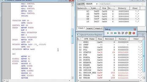 pic 16f84 texto LCD usando DT ensamblado en tabla bloque de programa