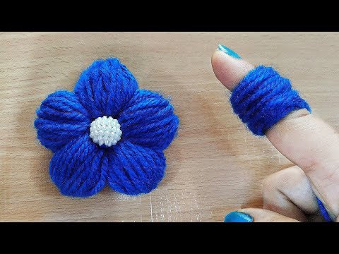 Amazing Woolen Flower Craft Idea Using Finger - Easy Woolen Flower Making