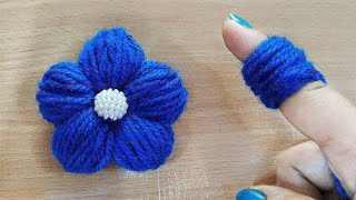 Amazing Woolen Flower Craft Idea using Finger  Easy Woolen Flower Making