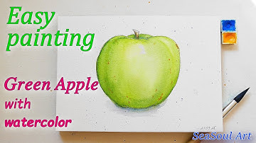 Paint with me Green Apple in Watercolor | Simple Painting Tutorial | Botanical | Fruit Illustration