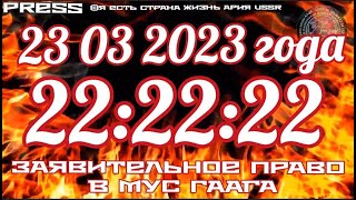 🔔ПРЯМОЙ ЭФИР 🎥💥23.03.2023 в 22:22:22МСК❗️ ЗАЯВИТЕЛЬНОЕ ПРАВО в МУС Гаага