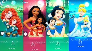 💖Disney Merida vs Princess Moana vs Snow White vs Cinderella 💖princesses Tiles Hop screenshot 2