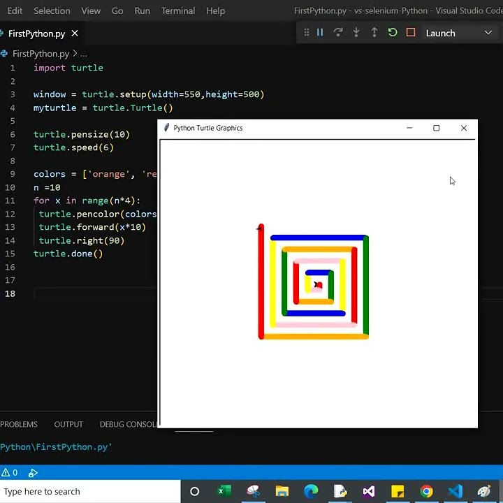 Draw a Spiraling Square using Python Turtle Graphics - YouTube