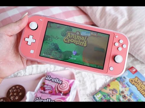 NINTENDO SWITCH LITE CORAL UNBOXING 🍑 + ANIMAL CROSSING START🏝️
