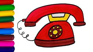 How to Draw an Old Telephone ☎️ | Easy Telephone Drawing Step by Step for Kids