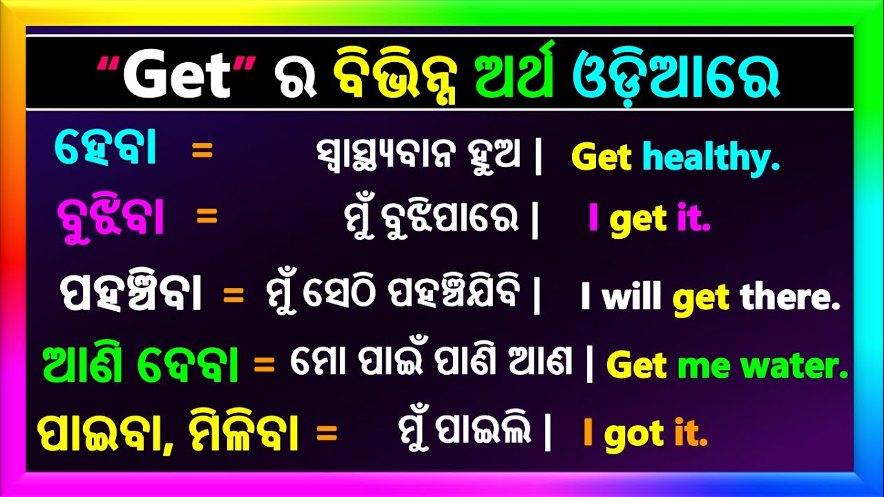 Different Meaning of "Get" | ଓଡ଼ିଆ English Speaking Use of GET | Spoken ...