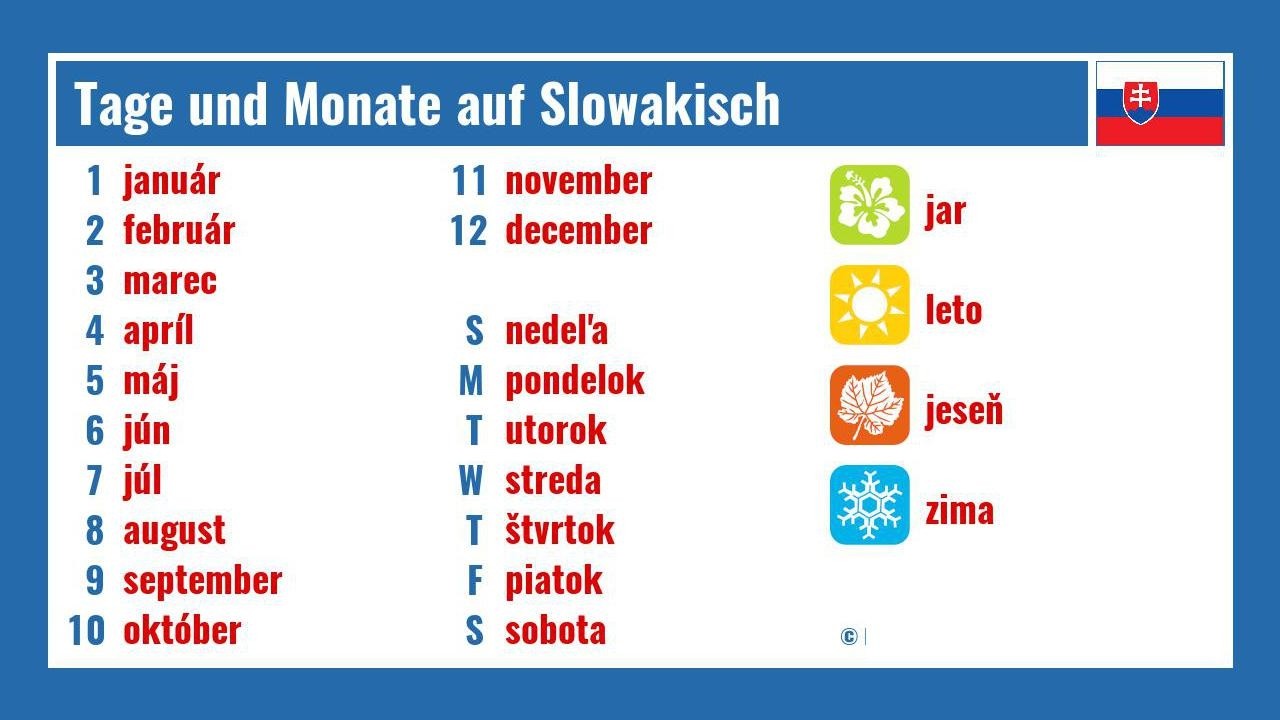 Slowakisch Tage und Monate auf Slowakisch - YouTube