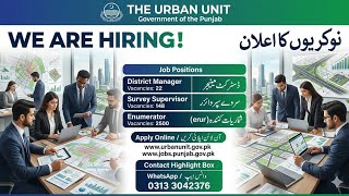 Urban Unit Jobs 2026 | 2500+ Enumerator Jobs | District Manager | Survey Supervisor