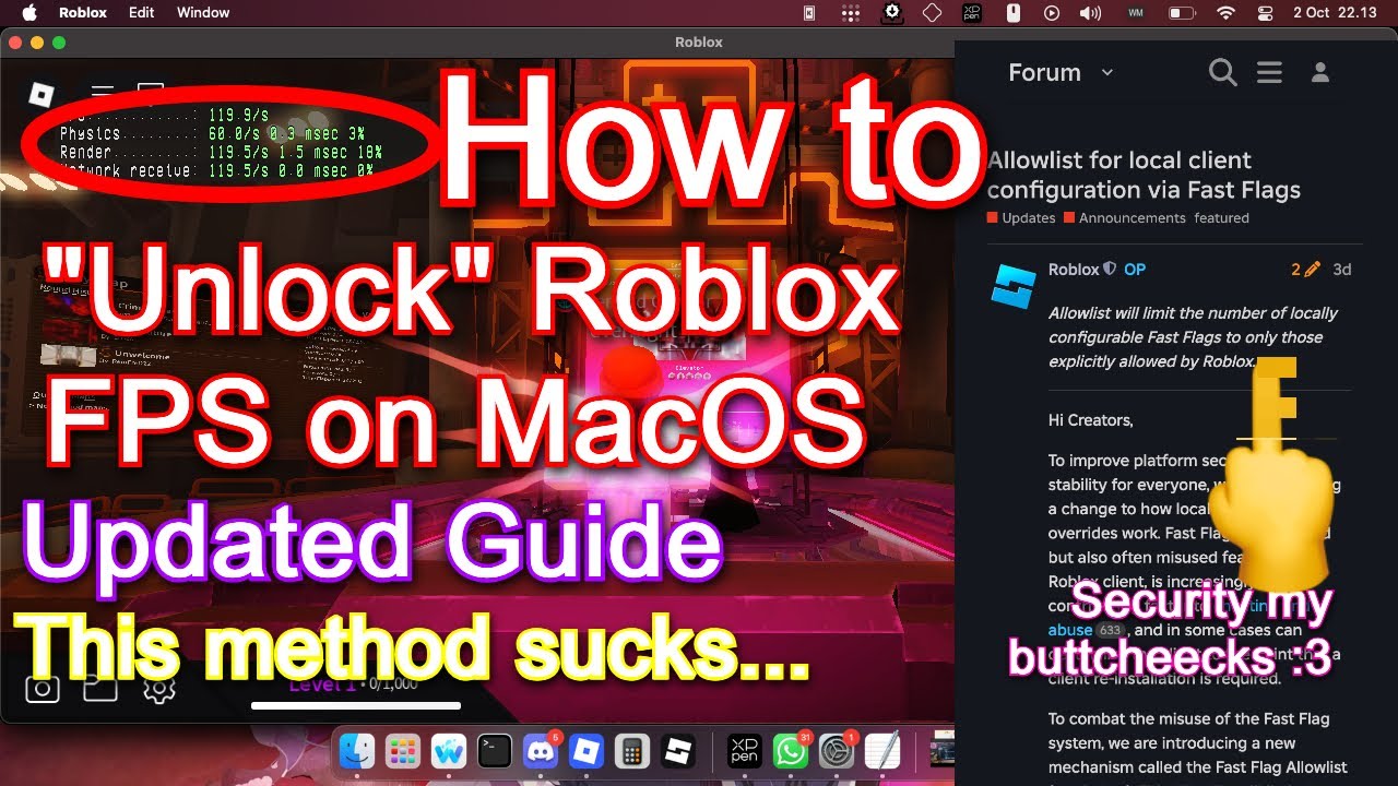 (READ DESCRIPTION) How to "Unlock" Roblox FPS on MacOS (New Method)(This method sucks but ye)