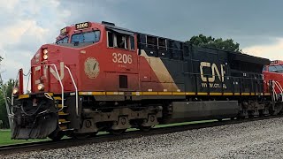 Canadian national eastbound Q116 CN 3206+CN 3434 Bancroft Michigan August 26 2026