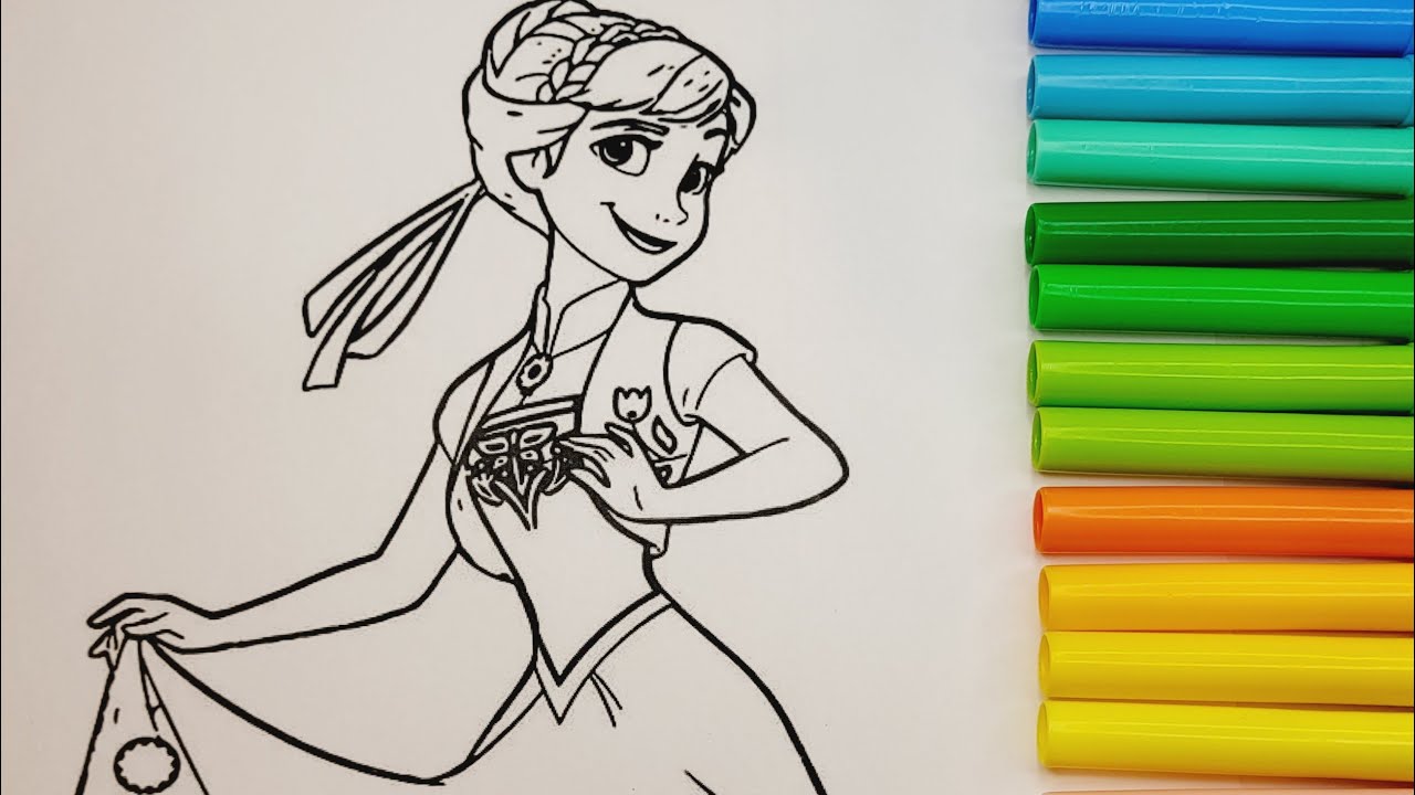 Disney Frozen Elsa, Anna, Kristoff, Sven, Olaf | Coloring Book Pages