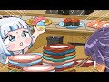 Ina and gura had a lot of sushi for rolling gachaanimated hololiveeng sub