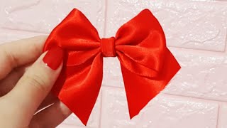 طريقة عمل فيونكة من شريط الستان  بطريقة سهلة ومحترفة | DIY Ribbon Bow