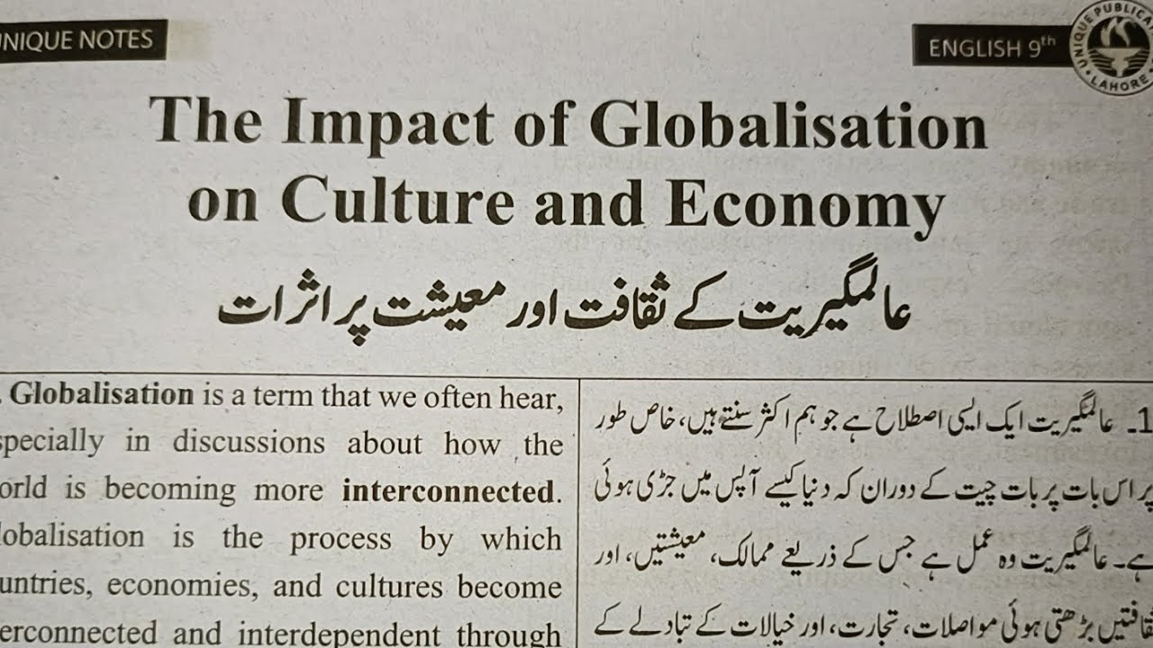 Ch#8( The impact of globalisation on culture and economy) full ...