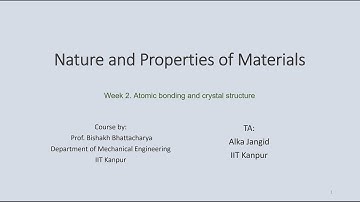 Week 2  Nature and Properties of Materials Online Doubt Solving Session