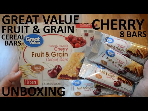 Unboxing Great Value Cherry Fruit & Grain Cereal Bars 8 Bar Box - YouTube