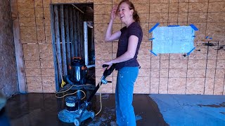 Cleaning the floors for Acid Stain. Building our Industrial Farmhouse A Stain Upon Our Build Fixing Our Acid Stained Floors