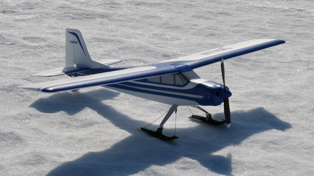 Eflite Valiant 1.3 on Skis YouTube