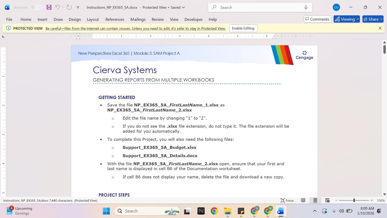 New Perspectives Excel 365 | Module 5: SAM Project A Cierva Systems