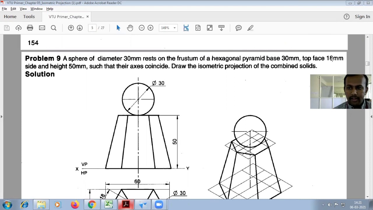 Sphere placed on Frustum of Hexagon pyramid