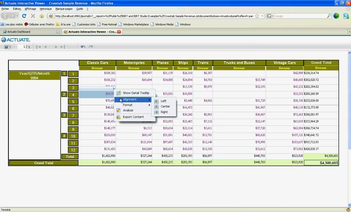Cube and Crosstab Actuate BIRT Analyzer