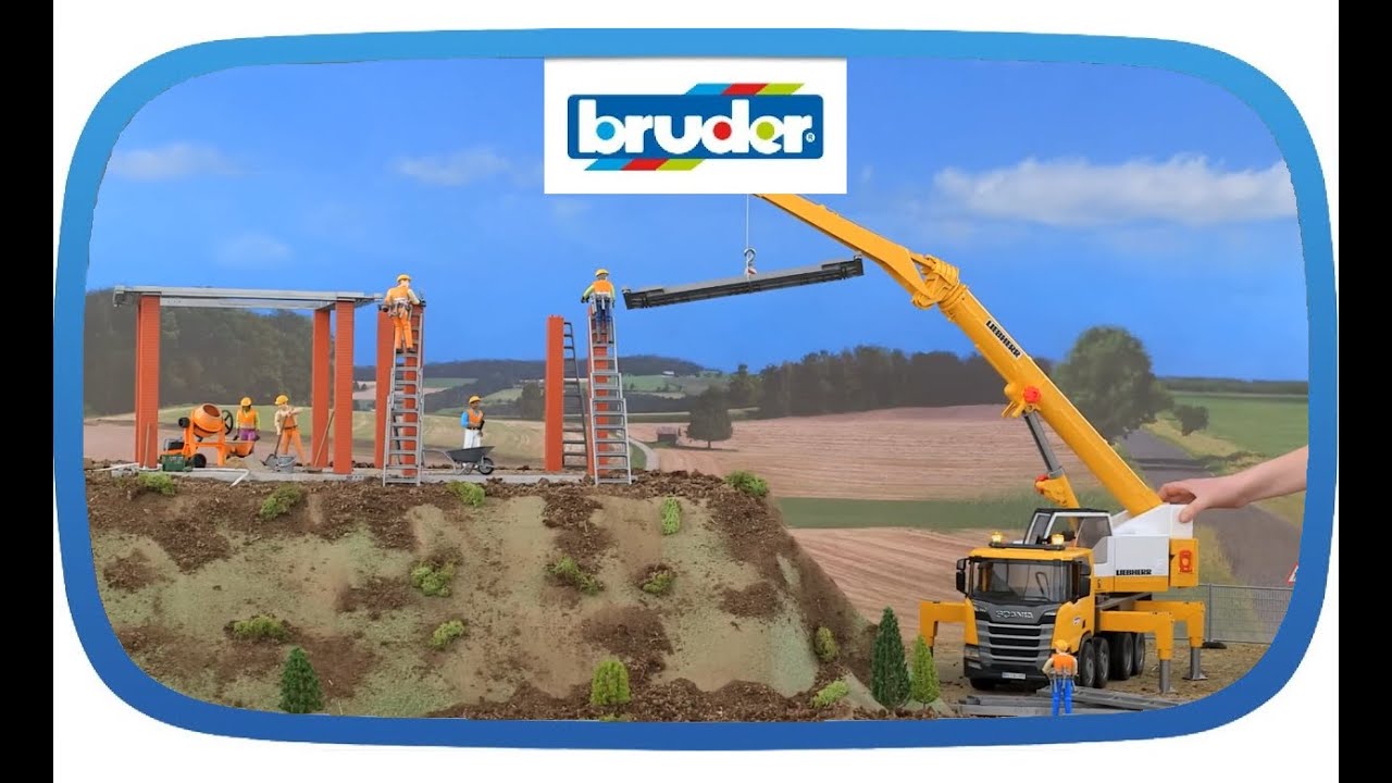 Bruder Toys 03571 Scania Super 560R Liebherr Crane Truck in Action