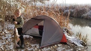 Winter Camping in Desert Snow Storm - 2 Day Fishing Camp Catch & Cook