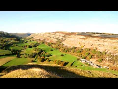 View from Castell Dinas Brn, Llangollen: Eglwyseg Rocks to Cefn Viaduct.