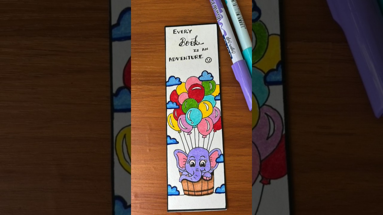 Cute baby elephant bookmark 