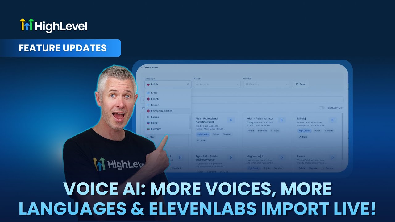 HighLevel Voice AI Больше голосов, больше языков и импорт ElevenLabs уже доступен