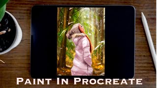 How to Draw Portrait {Enjoy First Snow} Procreate Tutorial | Paint with Basic Brushes | The ProArt screenshot 5