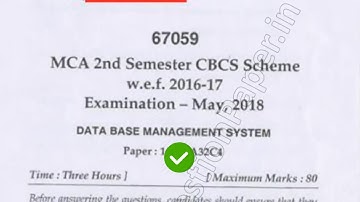 2018 Mdu MCA 2nd Sem Database Management System Question Paper