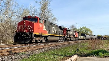 Dash-9 in a GEVO Lashup on CN 321 at Port Hope, Ontario