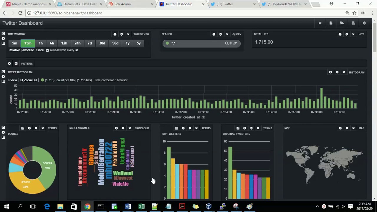 Realtime StreamsSet , Python , Spark, Solr, Banana - Take 2 - YouTube