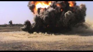 Anti Tank mine testing(DIGGER DTR remote controlled demining machine with tiller, anti-tank explosion survival test ... SUCCESS Mine : PRB M-3 / about 8kg TNT equivalent [6 kg ..., 2013-12-09T15:52:12.000Z)