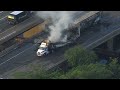 Tractor-trailers catch fire after crash on NJ Turnpike