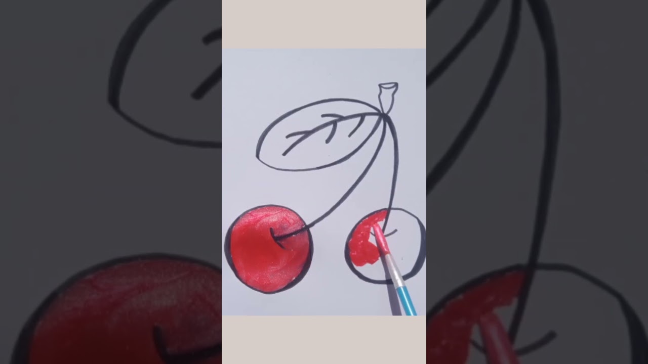 HOW TO DRAW A CHERRY 🍒|EASY DRAWING FOR KIDS 