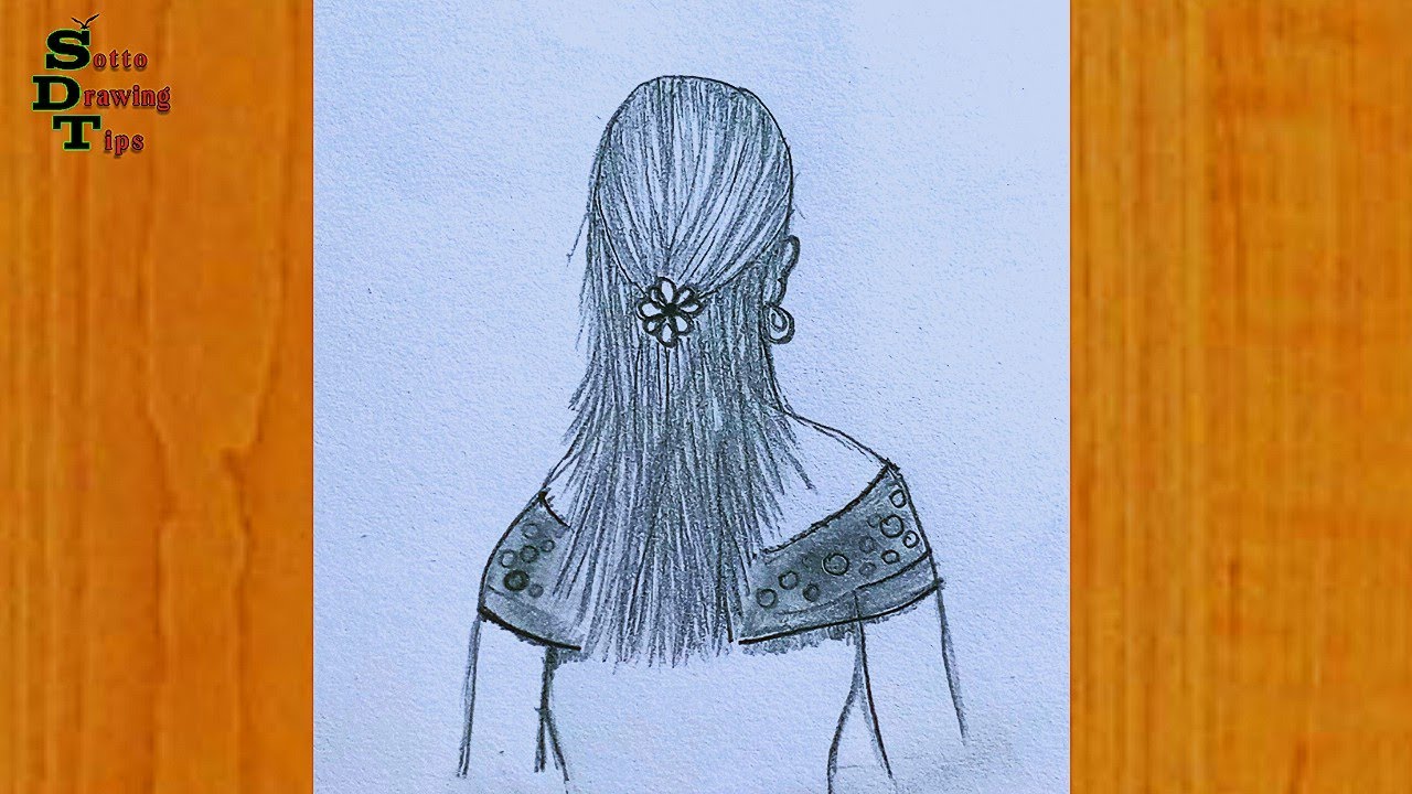 How to draw a girl back side drawing easy girl drawing traditional girl