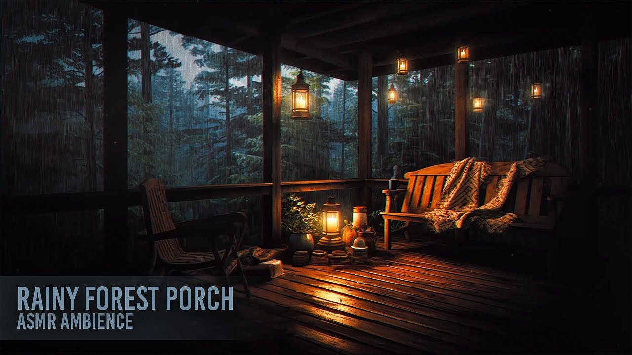 🌧️ Rainy Forest Porch | Relaxing Nighttime Forest & Rain Sounds | ASMR ...