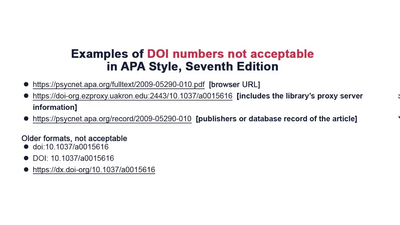 What is a DOI and how is it formatted in APA 7th edition?