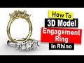 3D Model 3-Stone Engagement Ring in Rhino 6: Jewelry CAD Design Tutorial #69
