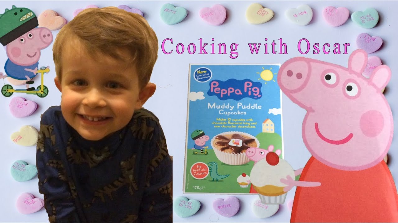 Oscar makes Peppa Pig Muddy Puddle Cupcakes