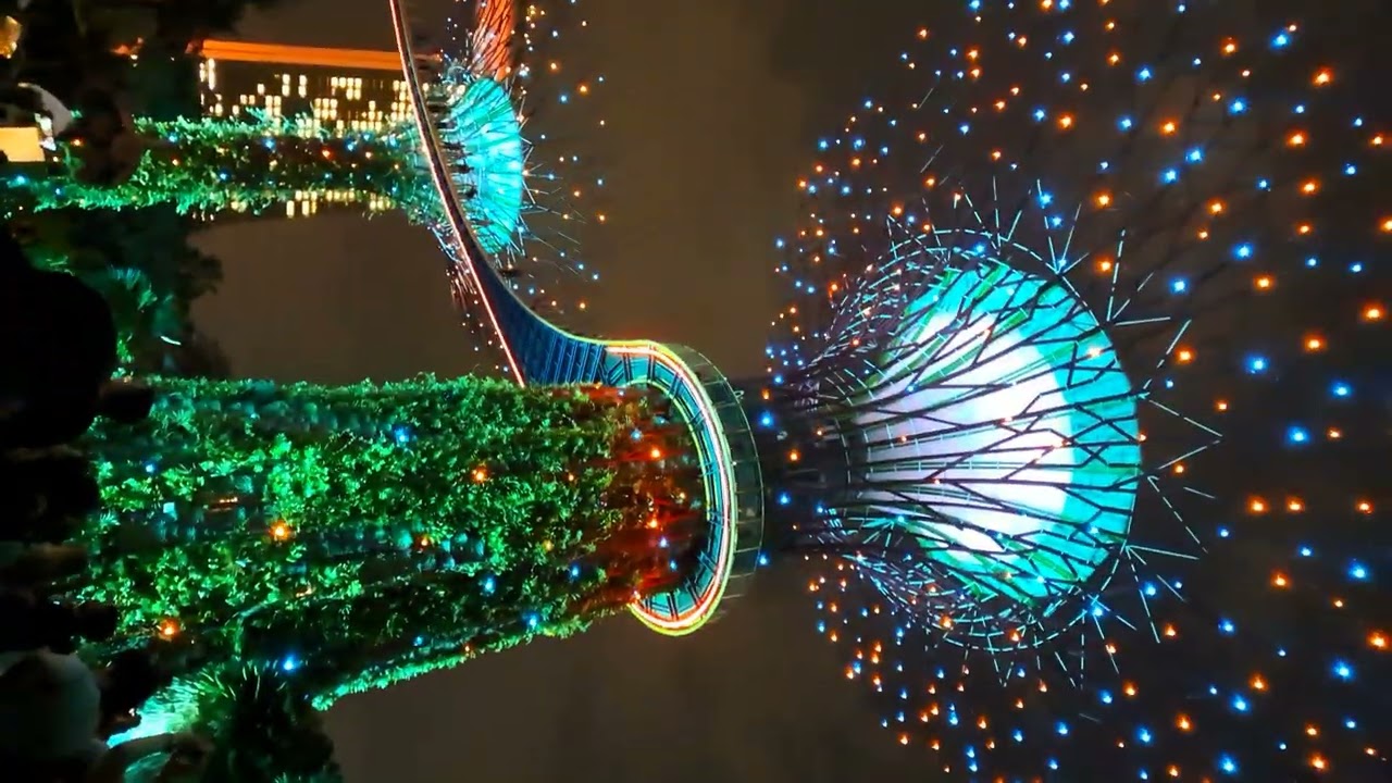 Awesome light show gardens by the bay