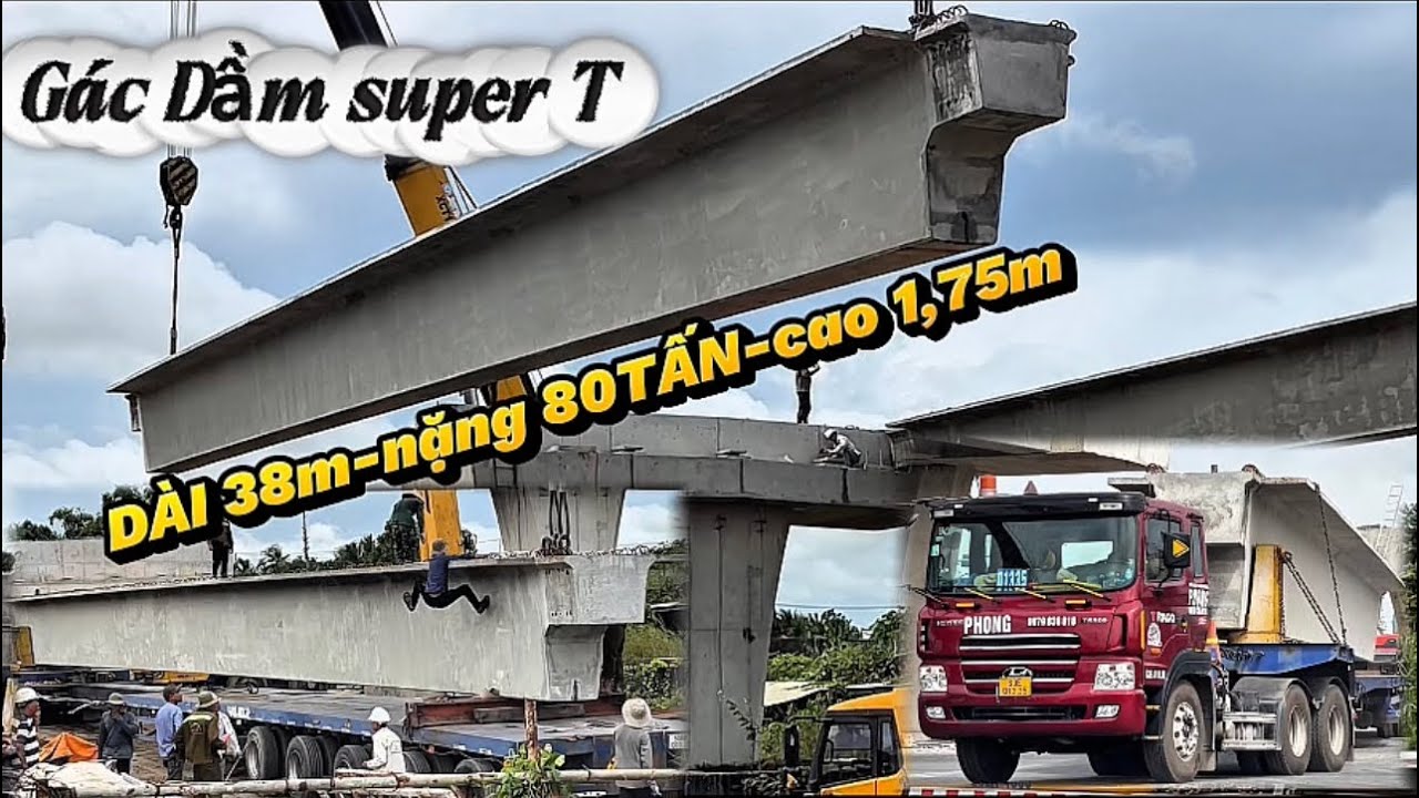 TOÀN CẢNH GÁC DẦM CẦU SUPER T CẦU VƯỢT TUYẾN TRÁNH LONG XUYÊN VƯỢT QUA CAO TỐC LỘ TẺ RẠCH SỎI 