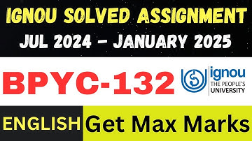 BPYC 132  solved assignment 2025 ll English Medium ll JAN25-JUL25 (@IGNOUWalaFoji )